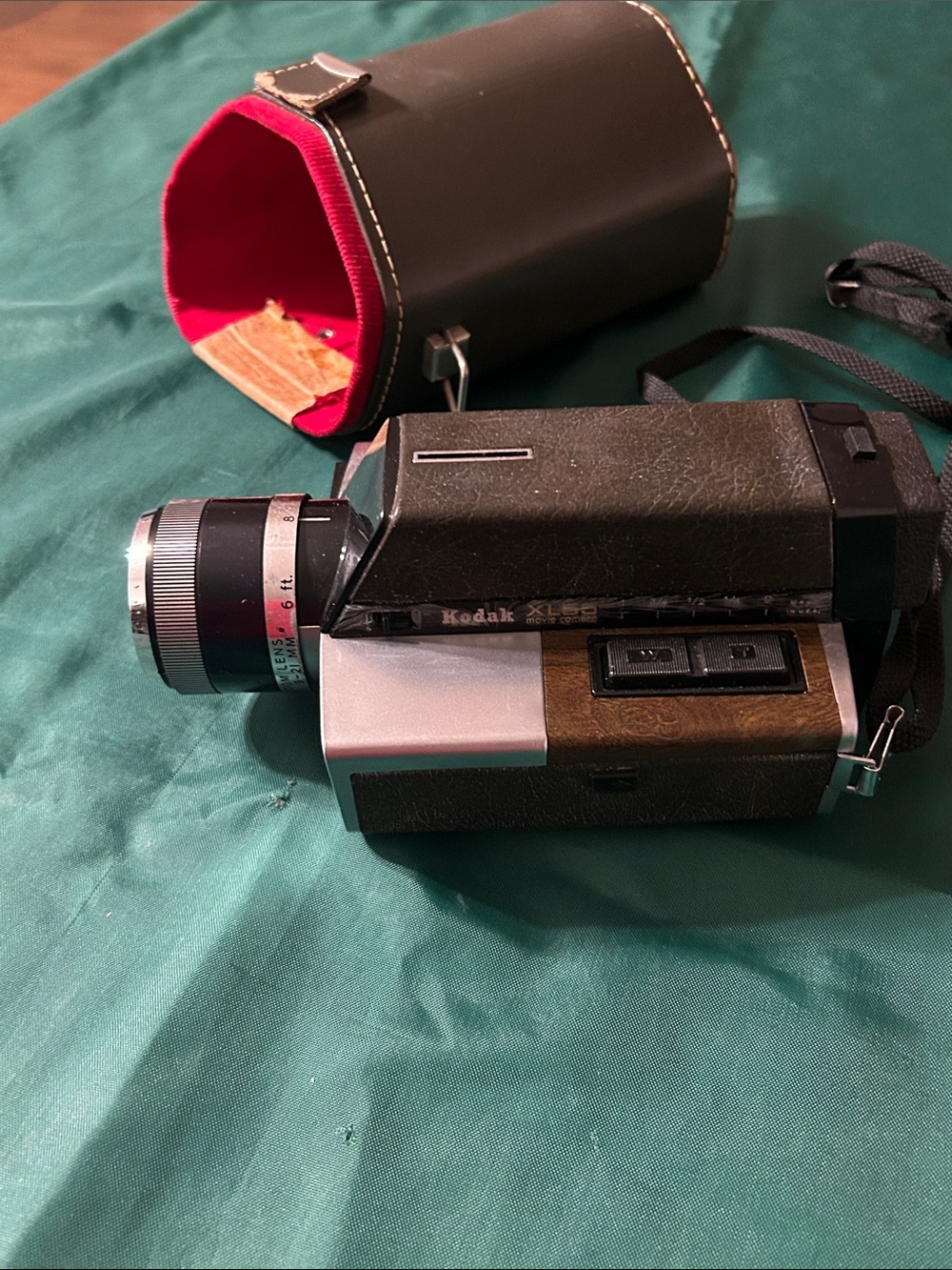 Kodak XL-55 Movie Camera in Brown and Silver with Black Lens and carrying case